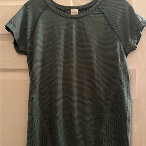 Athleta Teal Striped Short Sleeve Top